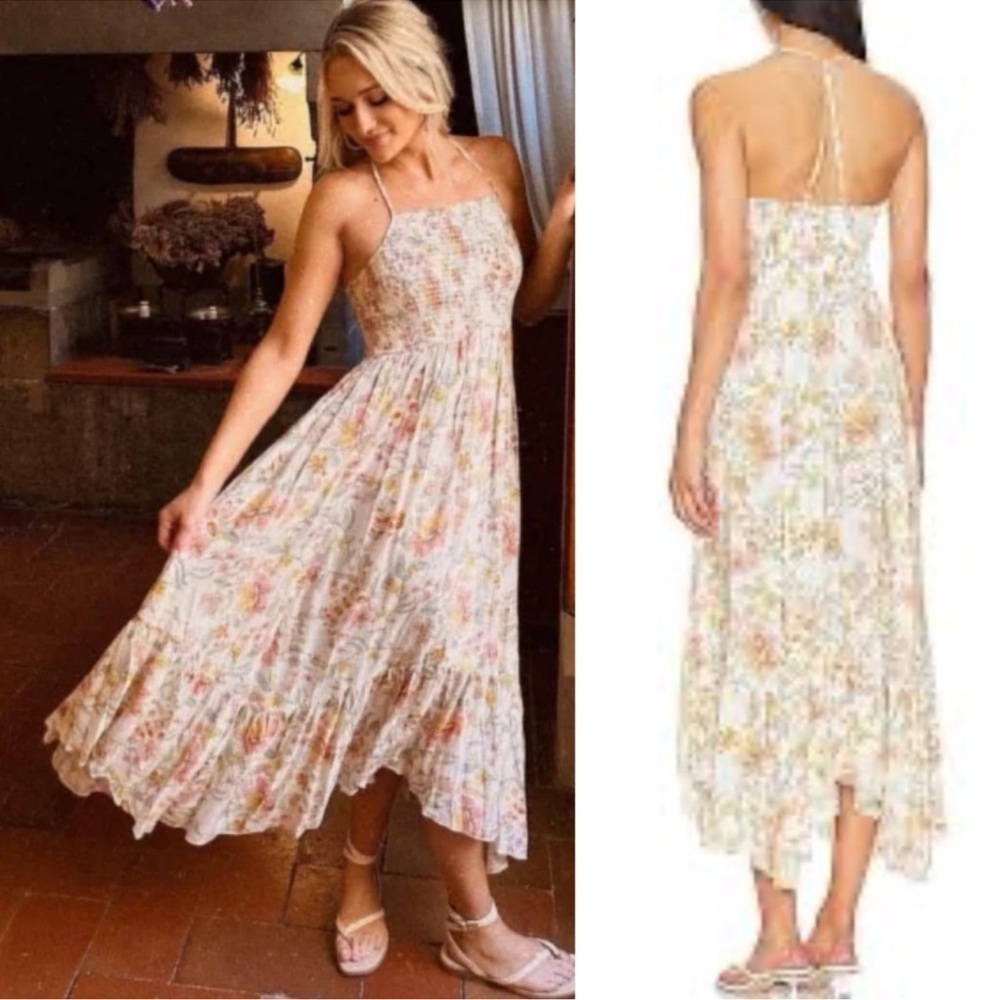 Free People Intimately Heat Wave Floral Printed Maxi Dress In Cream Bohemian